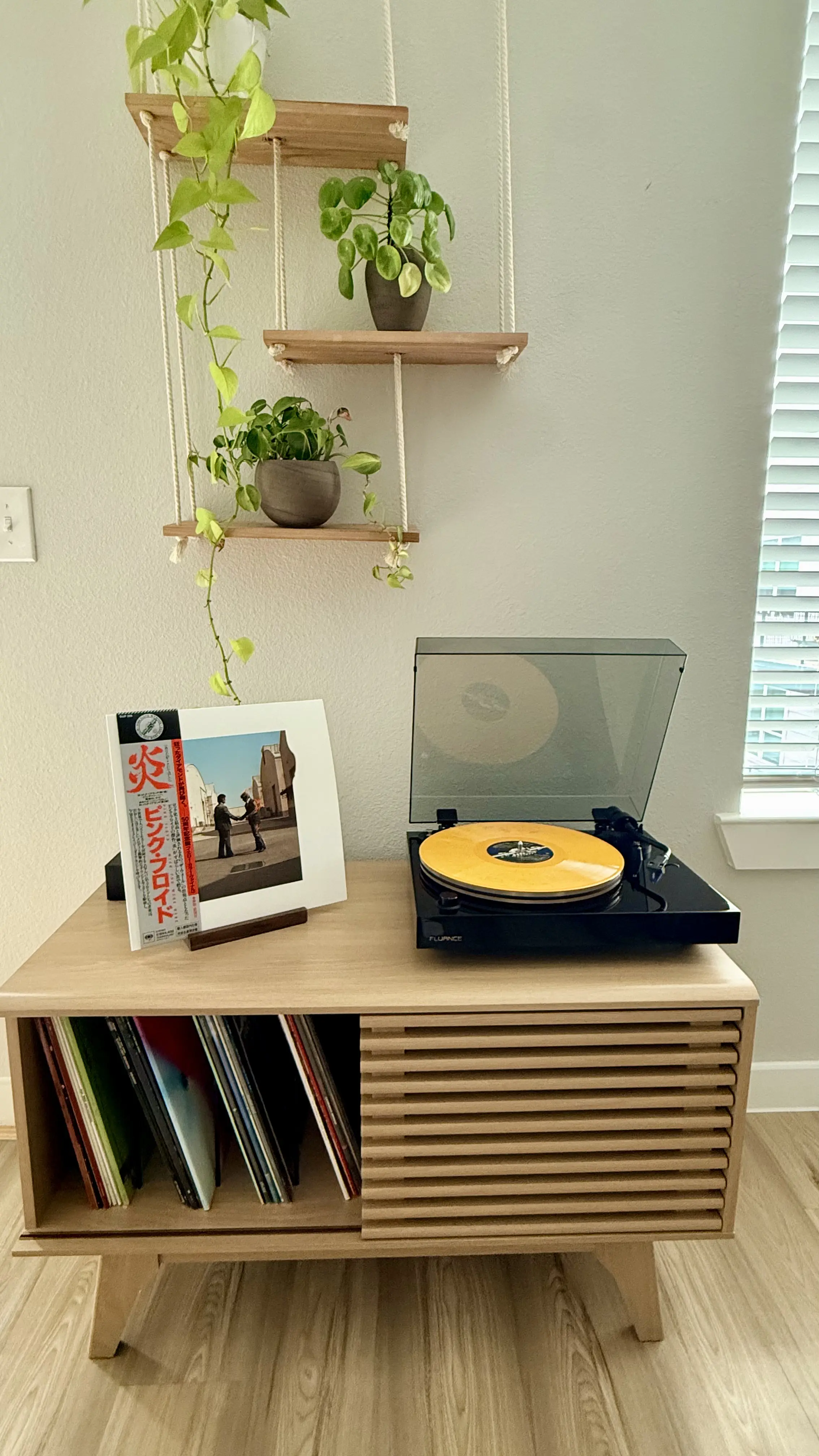 Living room with Wish You Were Here Playing